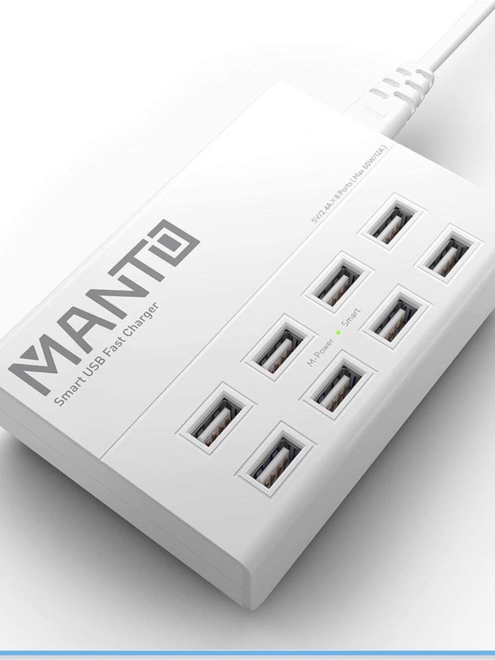 White 8-Port Smart USB Fast Charger